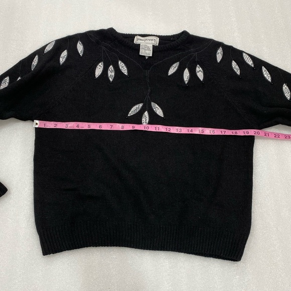 Vintage Lord Isaac’s Black Crewneck Sweater Snakeskin Appliqué Silk Angora Med - Picture 11 of 13